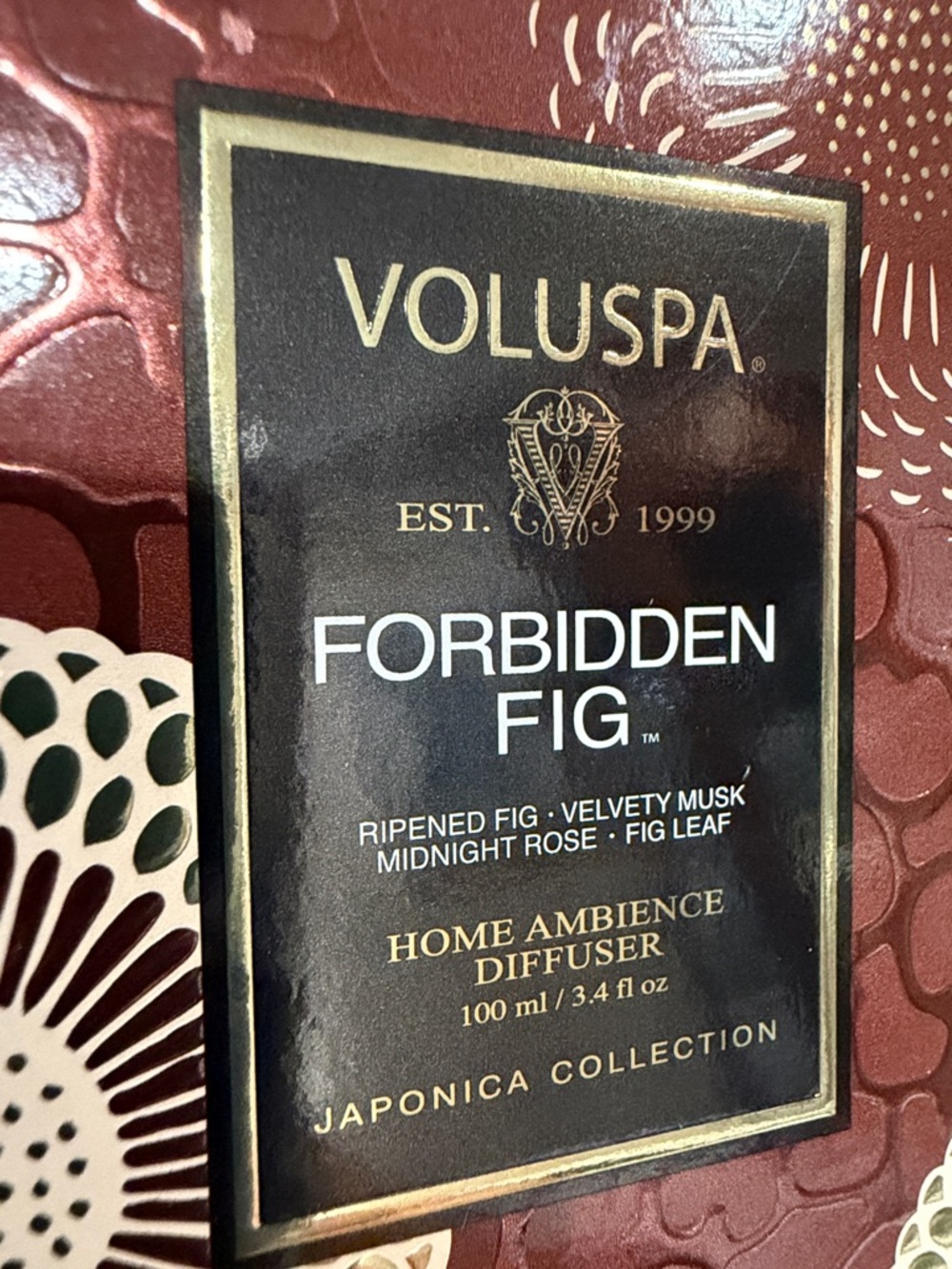 NEW…VOLUSPA Home Ambiance Diffuser…Forbidden Fig..Japonica Collection…